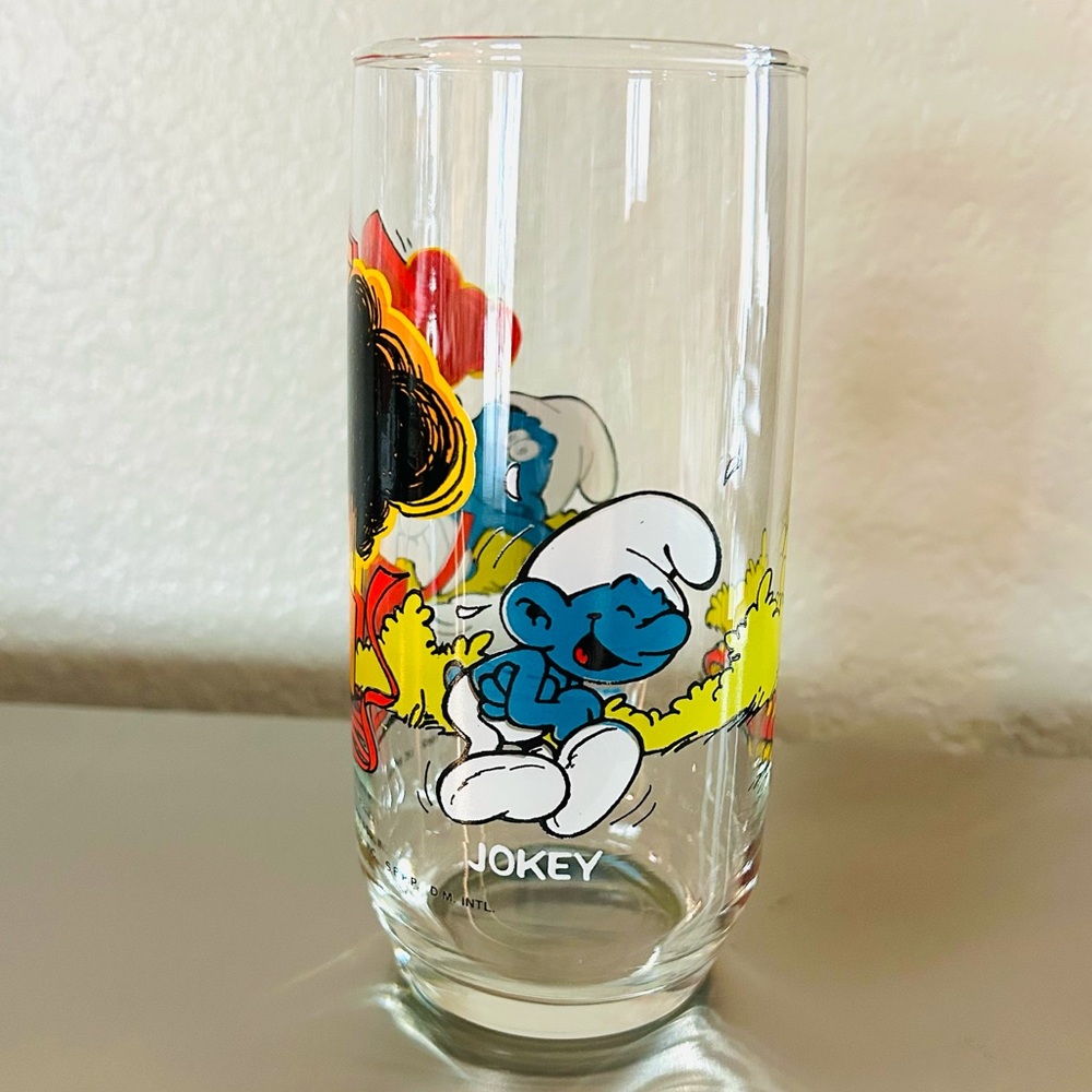 Jokey 1982 Glass Tumbler Jokey Smurf 12 oz. Collector Glass Tumbler Vintage